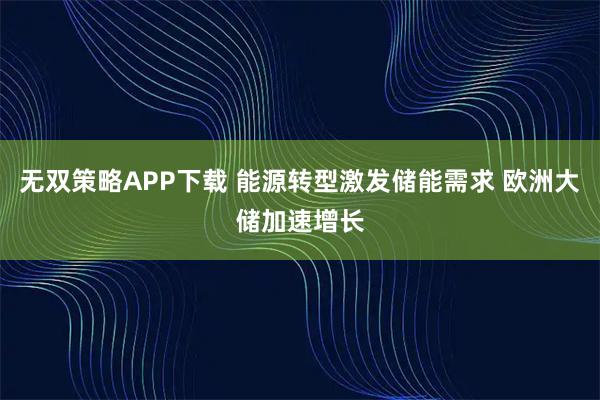 无双策略APP下载 能源转型激发储能需求 欧洲大储加速增长